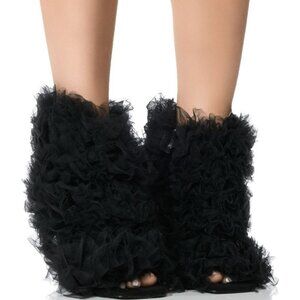 AZALEA WANG " METICULOUSLY TULLE " STILETTO BOOTIE IN BLACK ( BRAND NEW!!!)